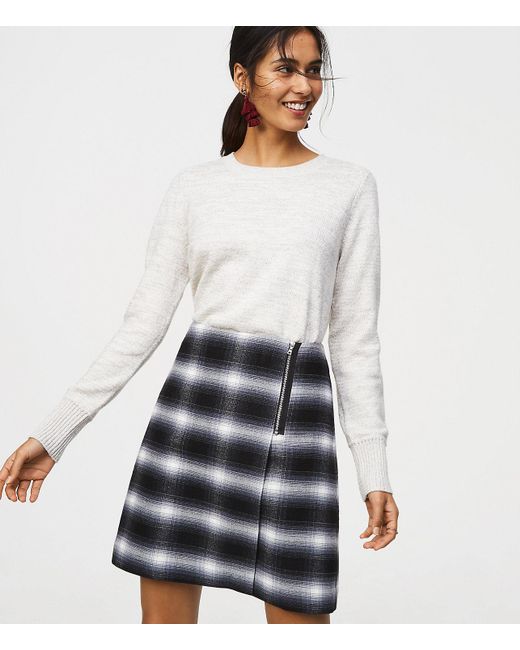 plaid zip up skirt