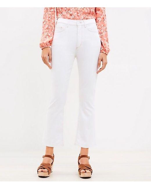 LOFT High Rise Kick Crop Jeans in White | Lyst