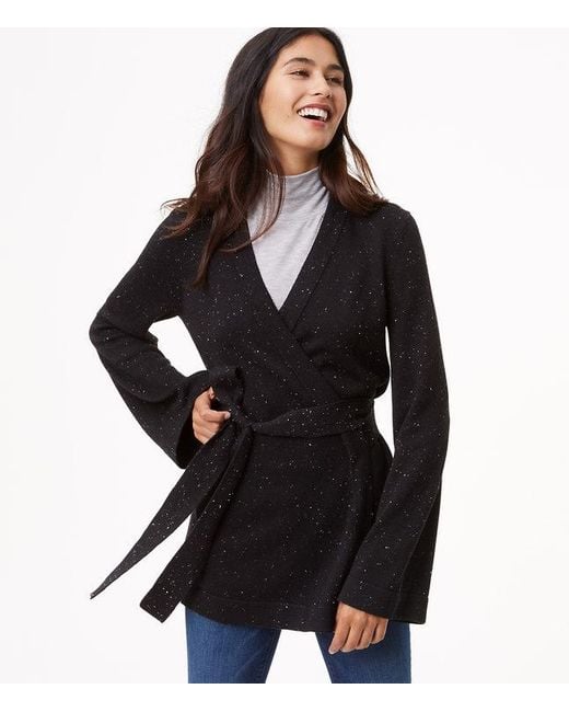 Loft Flecked Kimono Cardigan in Black Save 19 Lyst