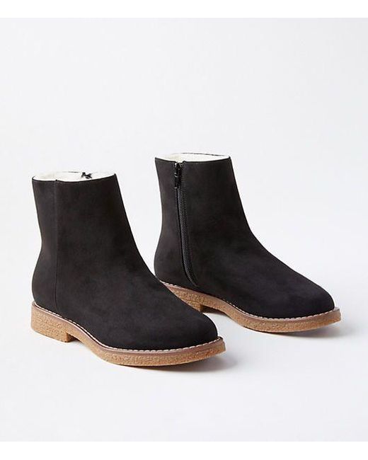 LOFT Faux Fur Lined Boots in Black | Lyst