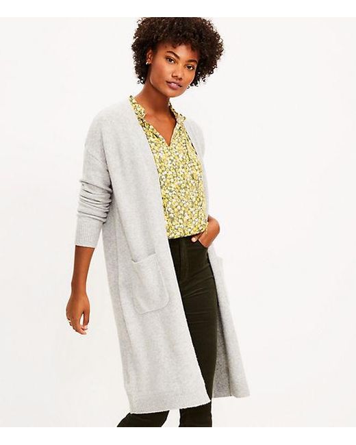 LOFT Cozy Pocket Coatigan in Gray | Lyst