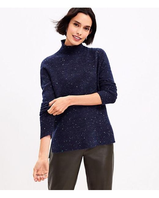 mock neck sweater blue
