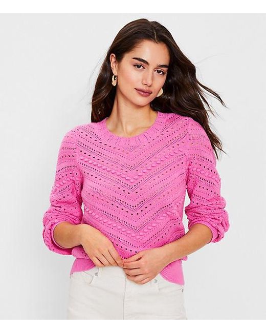 LOFT Petite Bobble Pointelle Sweater in 
