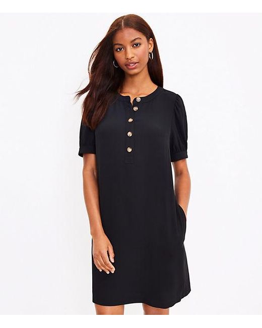 LOFT Petite Puff Sleeve Pocket Dress in 