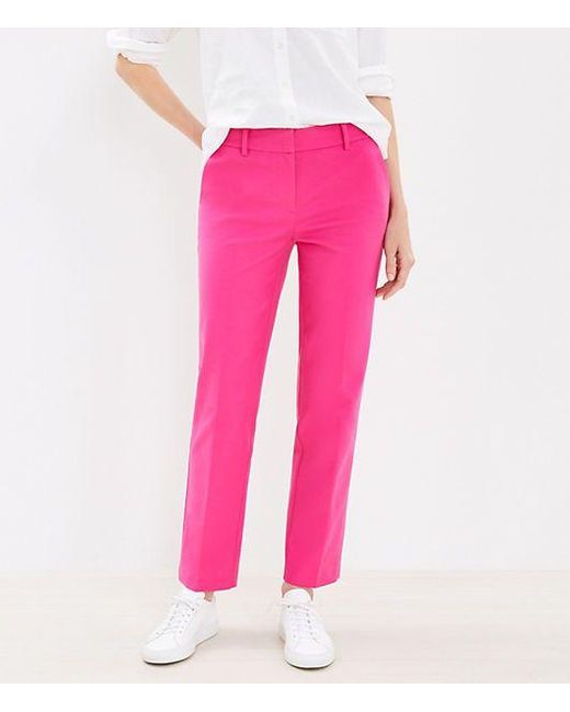 Loft Curvy Riviera Slim Pants In Pink Lyst