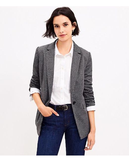 LOFT Houndstooth Long Modern Blazer | Lyst