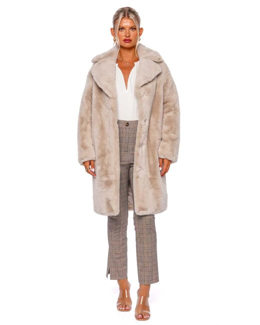 Stand Studio Camille Faux Fur Cocoon Coat in Natural | Lyst