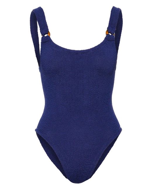 Hunza G Domino One Piece Swimsuit in Blue | Lyst