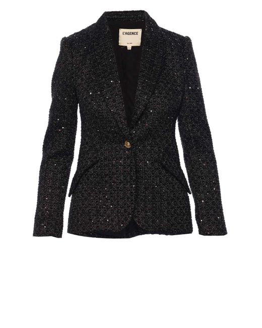 L Agence Chamberlain Sequined Tweed Blazer In Black Lyst l-agence-chamberlain-sequined-tweed-blazer-in-black-lyst