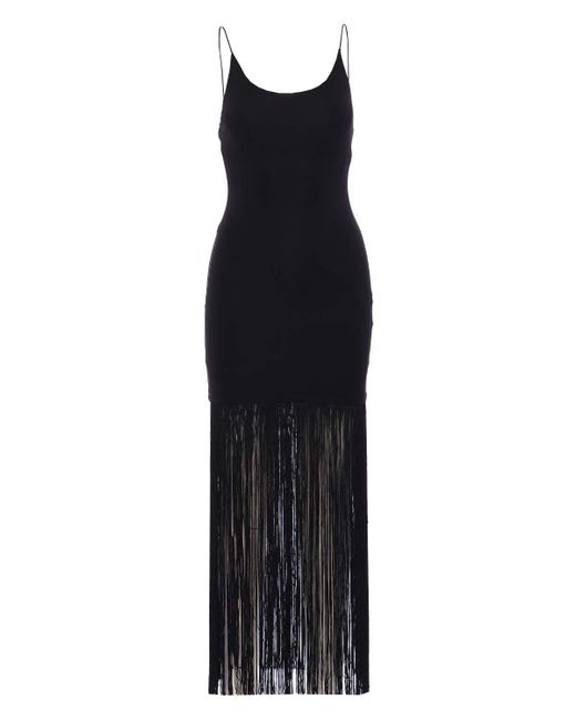 Alice + Olivia Synthetic Steph Scoop Neck Fringe Maxi Dress in Black | Lyst