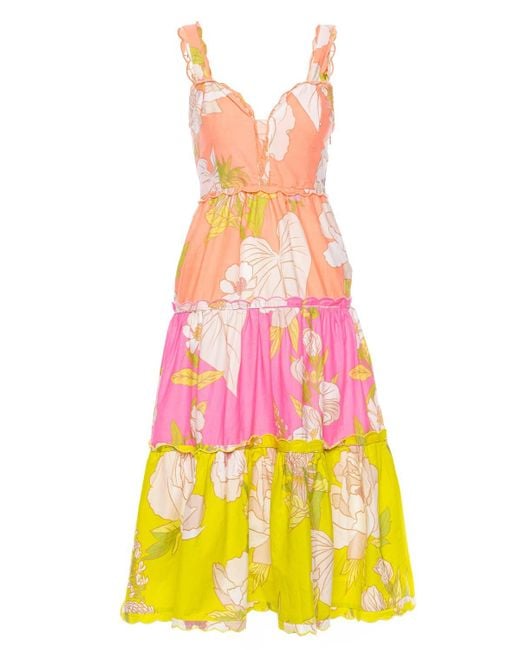 FARM Rio Cotton Mixed Neon Garden Midi Dress in Yellow | Lyst UK