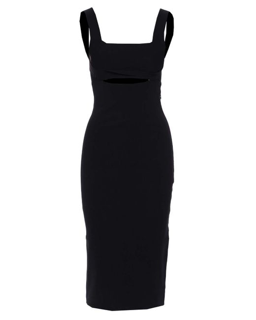 Victoria Beckham Synthetic Vb Body Fitted Midi Dress in Black | Lyst