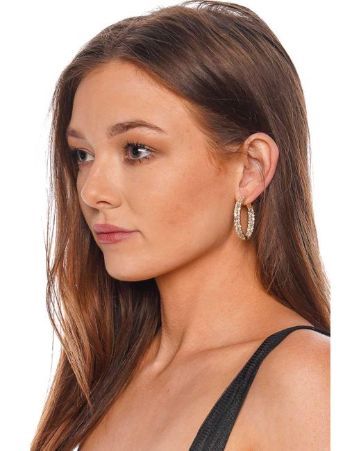 Nickho Rey Small Casey Crystal Hoop Earrings in White | Lyst