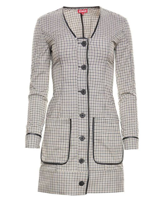 STAUD Leather Fairham Plaid Buttoned 