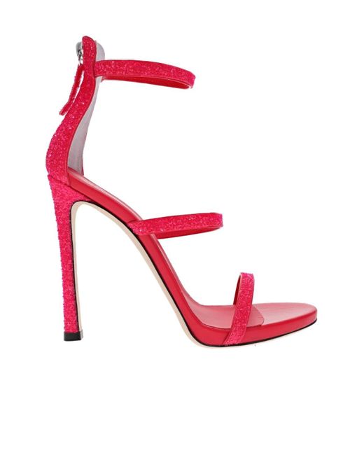 Giuseppe Zanotti Leather Plato Hot Pink Glitter Heels | Lyst