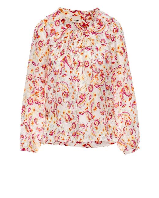 Isabel Marant Prian Floral Textured Silk Blouse | Lyst