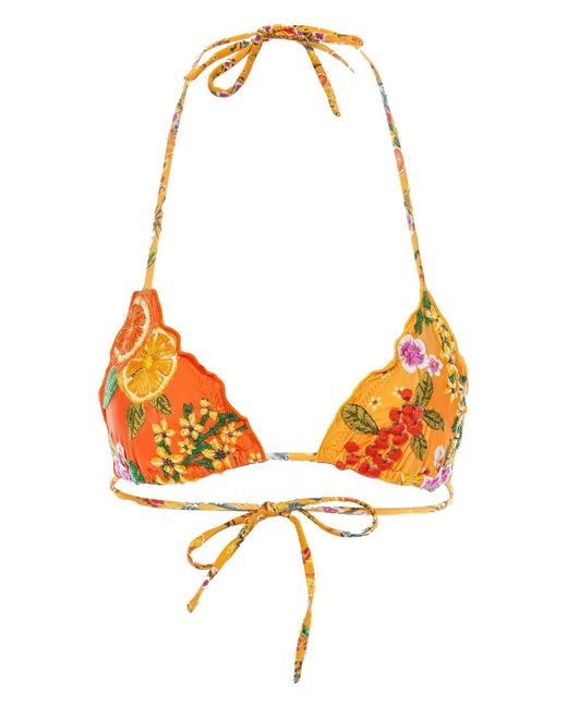 Agua Bendita Lolita Vita Embroidered Bikini Top in Orange | Lyst
