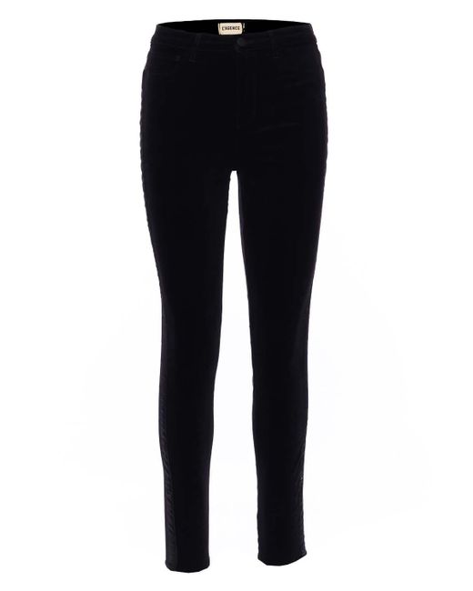 L'Agence Monique Black Velvet Tuxedo Skinny Jeans in Blue | Lyst