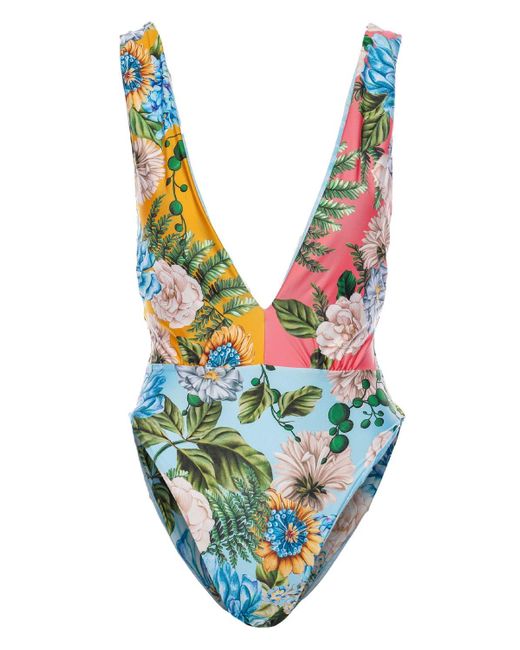 Agua Bendita Ellis Aine Deep V One Piece Swimsuit in Blue Lyst