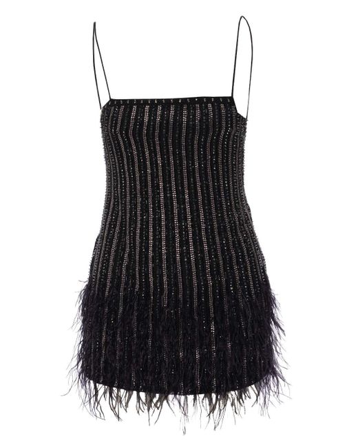 retroféte Rubina Black Beaded Feather Mini Dress Lyst