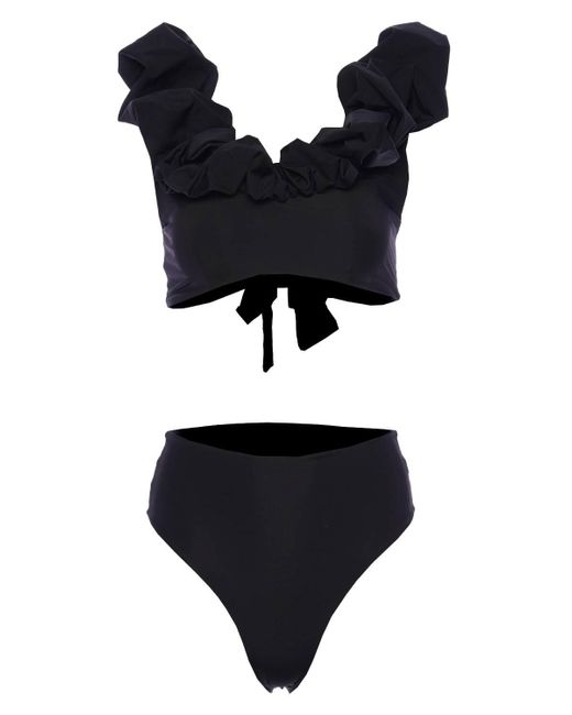 Maygel Coronel Synthetic Lucila Ruffled Bikini Set in Black | Lyst