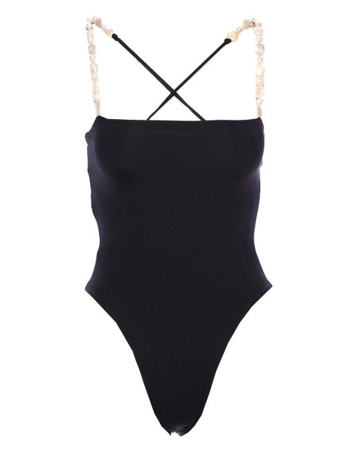 Maygel Coronel Synthetic Kala Pearl Strap One Piece Swimsuit in Black ...