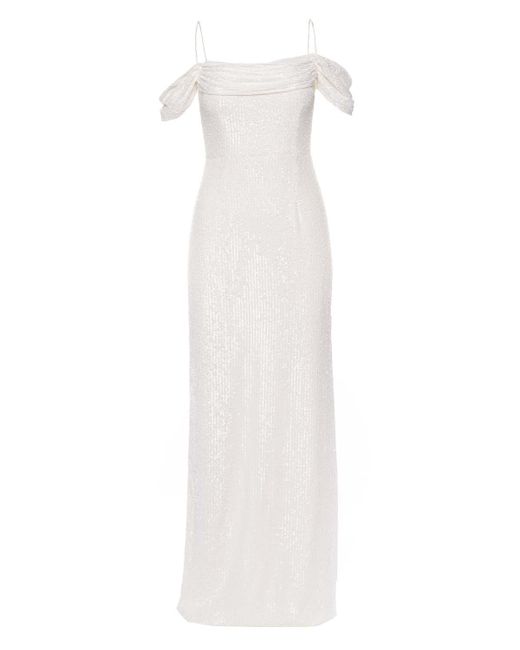 Rebecca Vallance Synthetic Davina Sequined Cold Shoulder Gown in Ivory ...