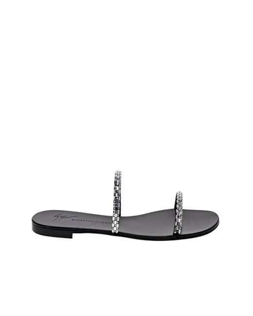 Giuseppe Zanotti Leather Kandaste Crystal Two-strap Flat Sandals in ...