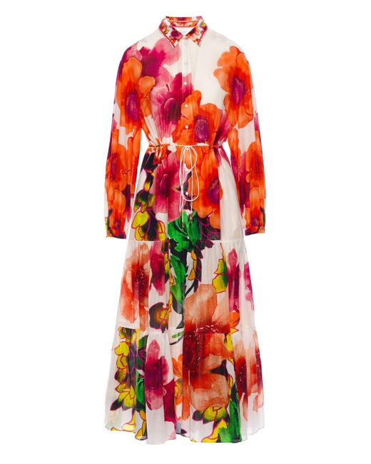 Camilla Cotton Tiered Midi Shirt Dress | Lyst UK