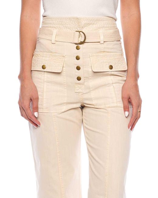 Ulla Johnson Oliver Belted High-rise Cotton-twill Trousers in Beige Slacks and Chinos Straight-leg trousers Natural Womens Clothing Trousers 