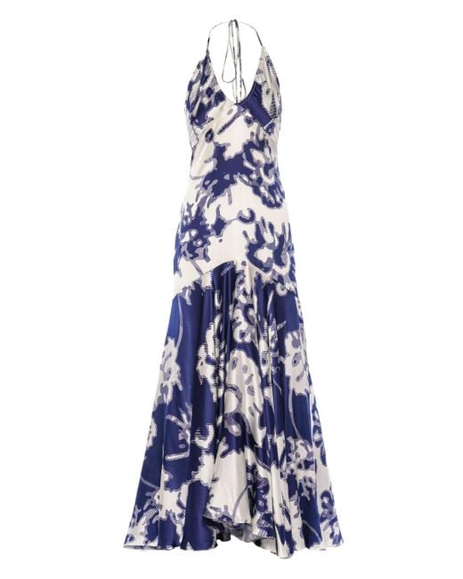 Silvia Tcherassi Cedrina Silk Maxi Dress in Blue | Lyst
