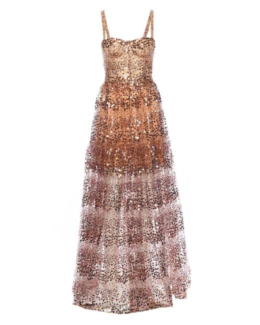 Bronx and Banco Synthetic Midnight Sequined Gown in Gold (Metallic) | Lyst