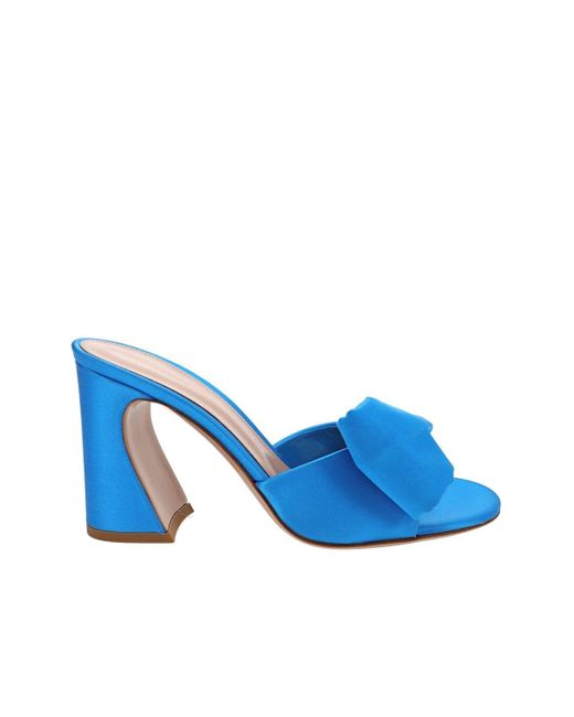 Gianvito Rossi Rosie Satin Bow Mules in Blue Lyst