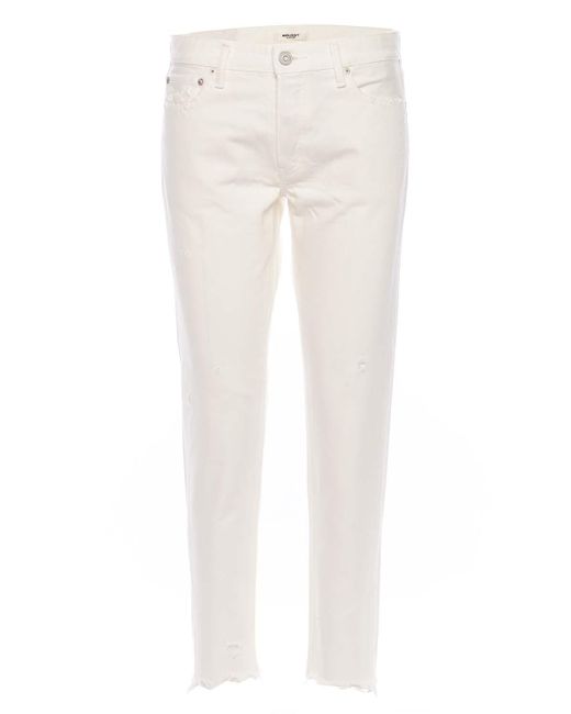 Moussy Merry Tapered Skinny Jeans in White | Lyst