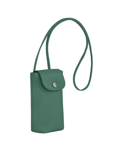 Longchamp Green Mobiltelefon-Etui mit Lederbändchen Le Pliage Xtra
