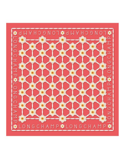 Longchamp Zijden Sjaal 50 Madeliefjes in het Red
