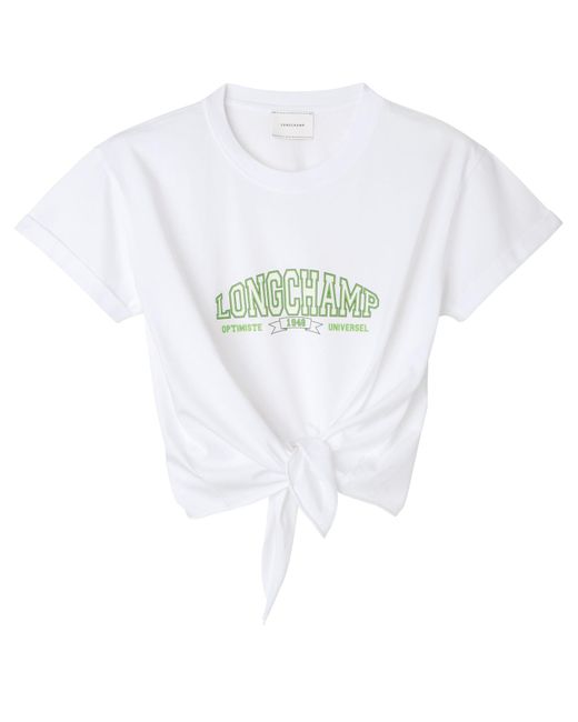 Longchamp White T-Shirt zum Binden