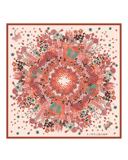 Pañuelo de seda 90 Collier de fleurs Longchamp de color Red