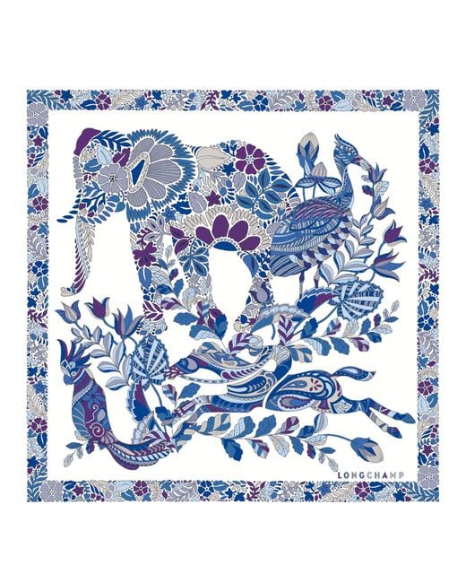 Pañuelo de seda 50 Forêt Longchamp de color Blue