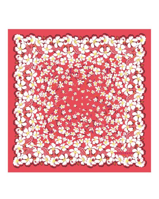 Pañuelo de seda 50 Flores hawaianas Longchamp de color Red