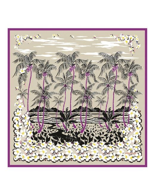 Pañuelo de seda 90 Flores hawaianas Longchamp de color Metallic