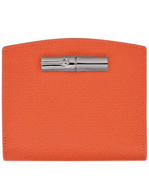 Longchamp Orange Brieftasche im Kompaktformat Le Roseau