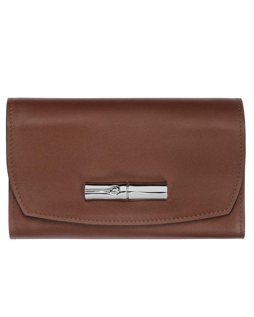Longchamp Brown Brieftasche im Kompaktformat Le Roseau