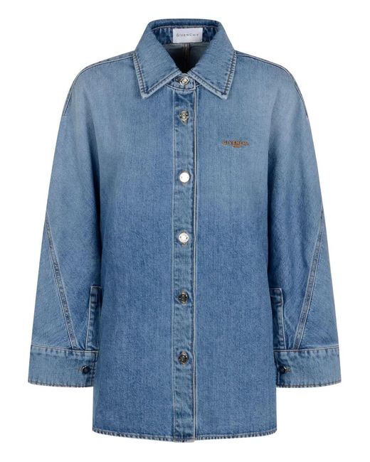 Givenchy Blue Short Cocoon Denim Shirt