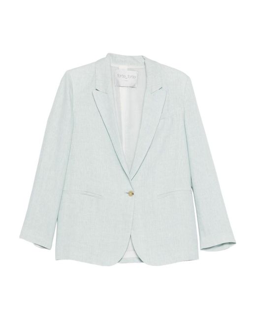 Forte_forte White Linen Single Breasted Jacket