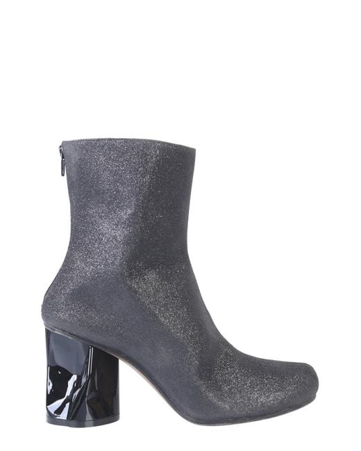 Maison Margiela Gray Ankle Boot With Crushed-Effect Block Heel