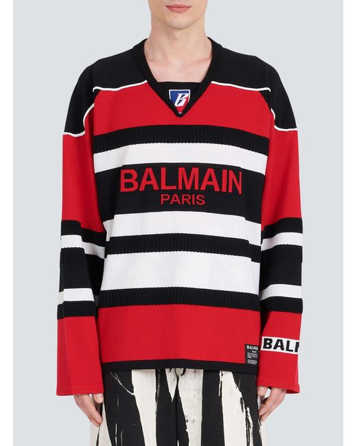 Balmain Red Boxy Sweater for men