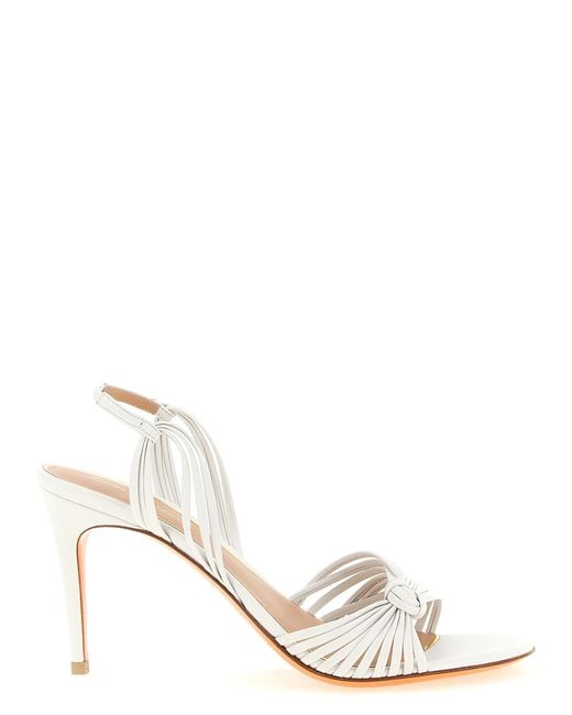 Santoni White Open Round Toe Heels
