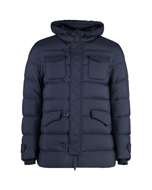 Herno Blue L'Eskimo Hooded Nylon Down Jacket for men