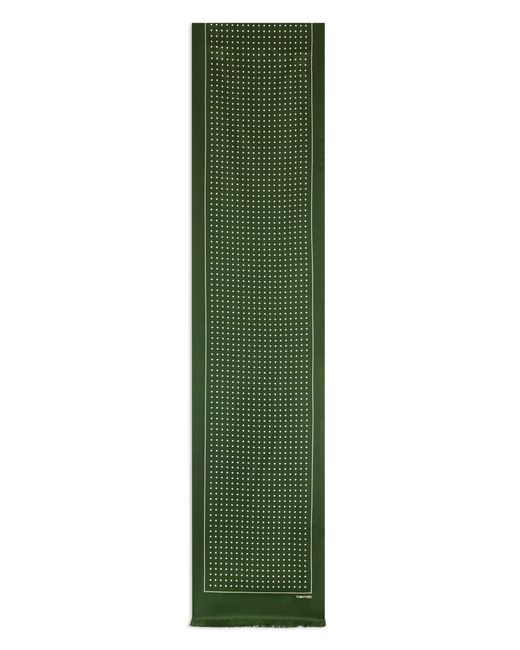 Tom Ford Green Silk Scarf With Dots